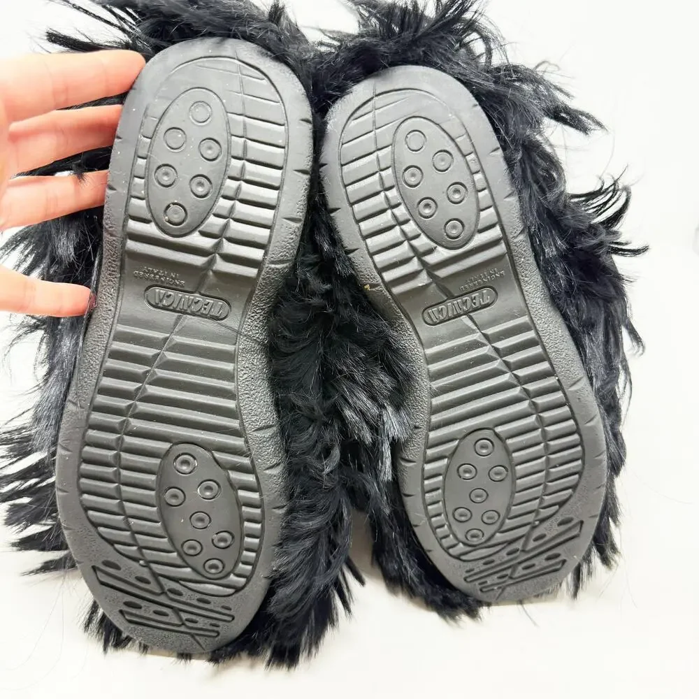 Vintage Tecnica Black Fur Yeti Boots Women' Size 9.5 EUC Pull On Made in Italy